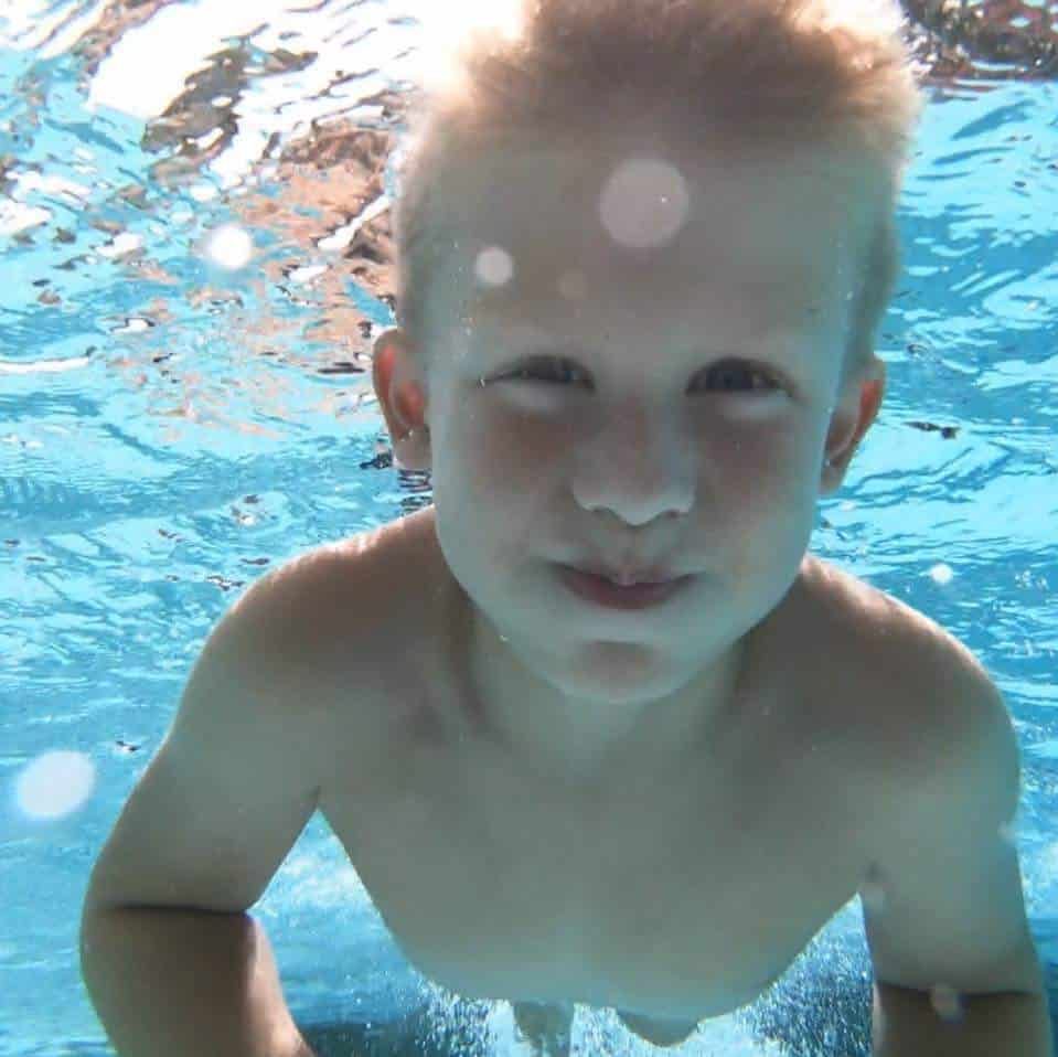 learning to swim in blue water